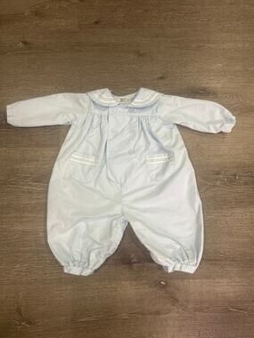 VTG Royal Child Boy Bubble Romper 9M Light Blue Pintuck Heirloom Philippines